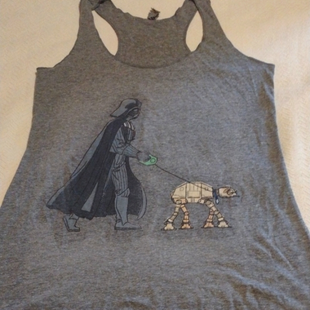 Gray Tank Top with Graphic Print